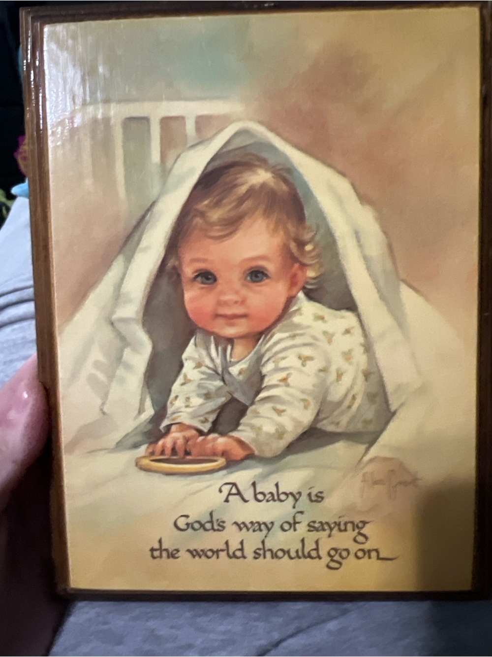 Baby Portrait Wall Art Print in Cream and Tan - Classic Nursery Home Art